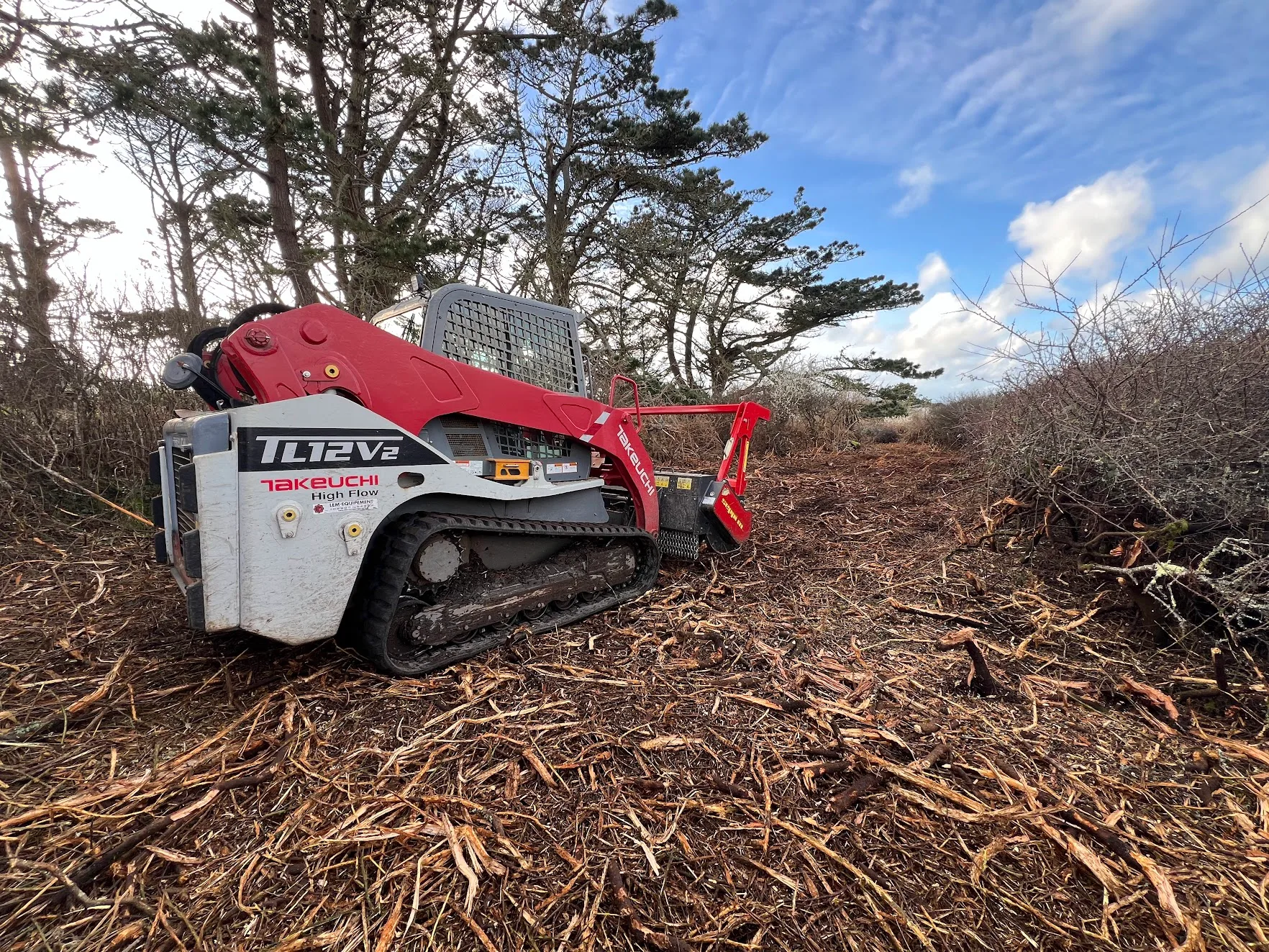 Chantier de broyage forestier en Finistère